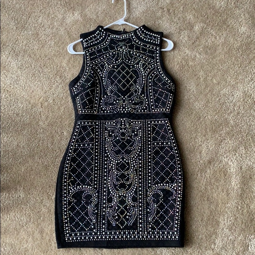 Quilted studded mini dress